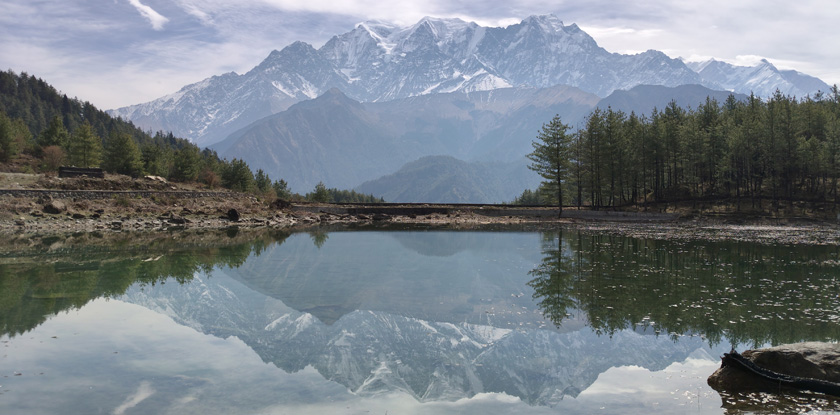 Shadow of Nilgiri Mountain in Sekong lake 